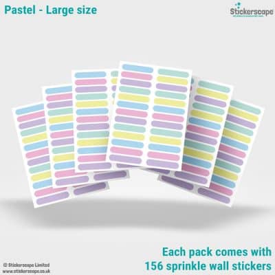 Sprinkle Wall Stickers (Pastel) showing sheet layout of large pack