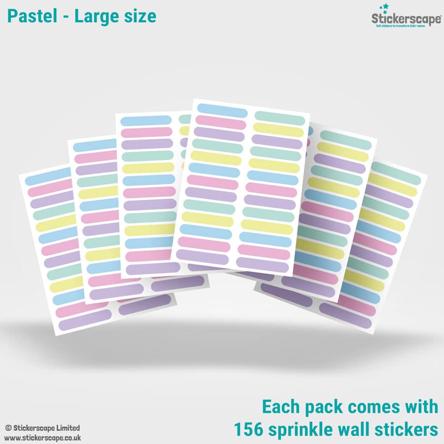 Sprinkle Wall Stickers (Pastel) showing sheet layout of large pack