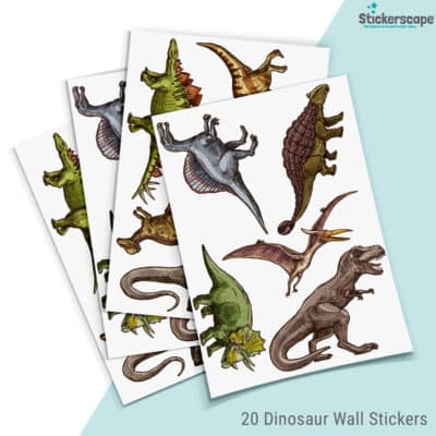 Colourful Dinosaur Wall Stickers (sheet layout)