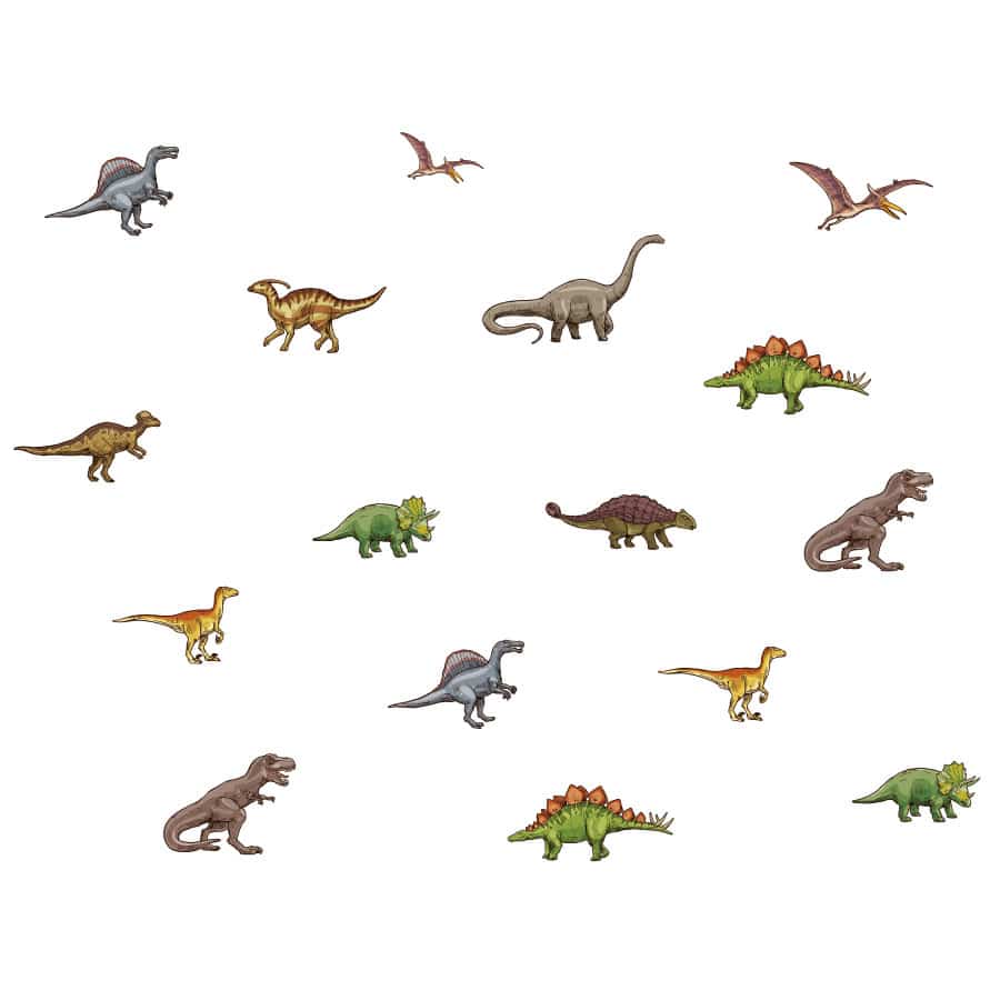 dinosaur adventure wall stickers multicolour option on a white background