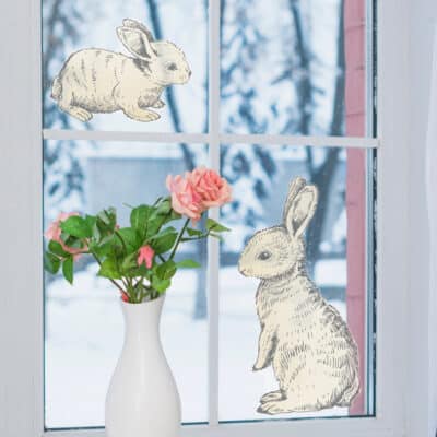 Sketched Bunny Window Sticker on window