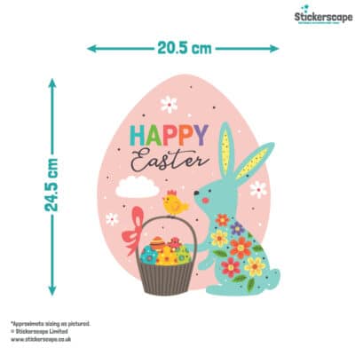 Happy Easter Egg Window Sticker size guide