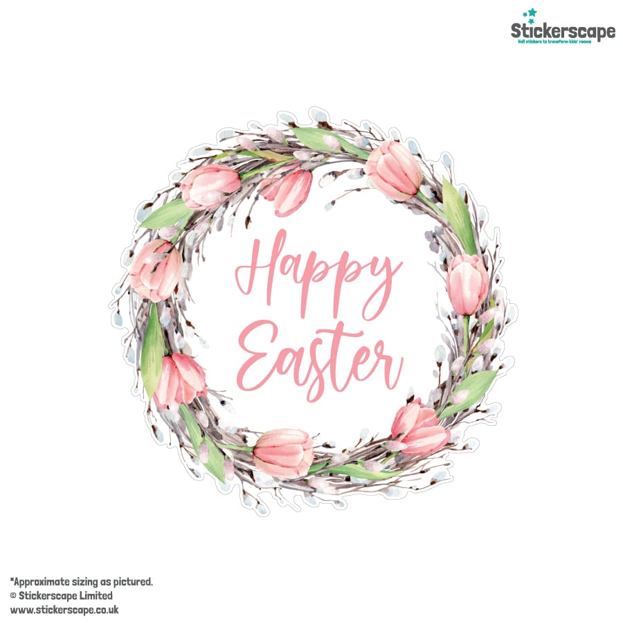 Easter Wreath Window Sticker on a white background
