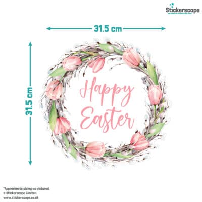 Easter Wreath Window Sticker size guide