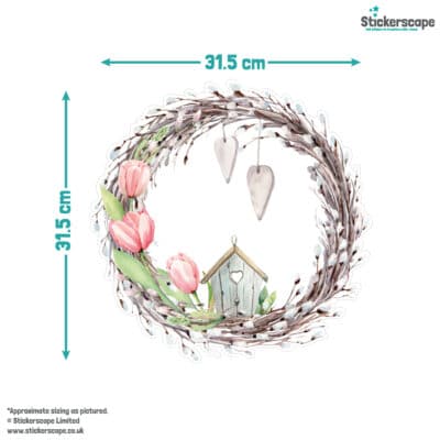 Spring Wreath Window Sticker size guide