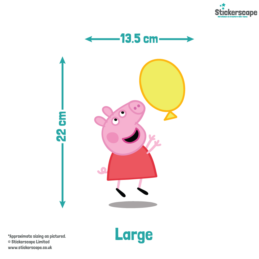 Peppa & Friends With Balloons Wall Sticker large size guide