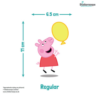 Peppa & Friends With Balloons Wall Sticker regular size guide