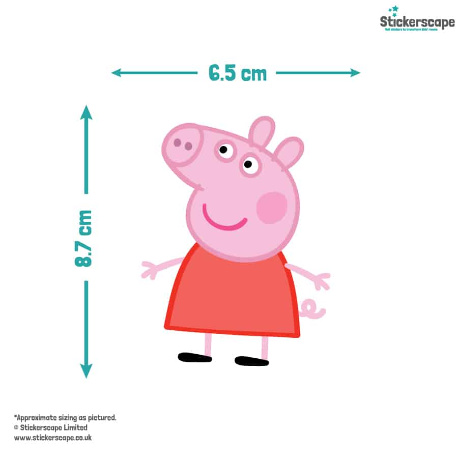 Peppa & Friends Stickaround Wall Stickers with size dimensions