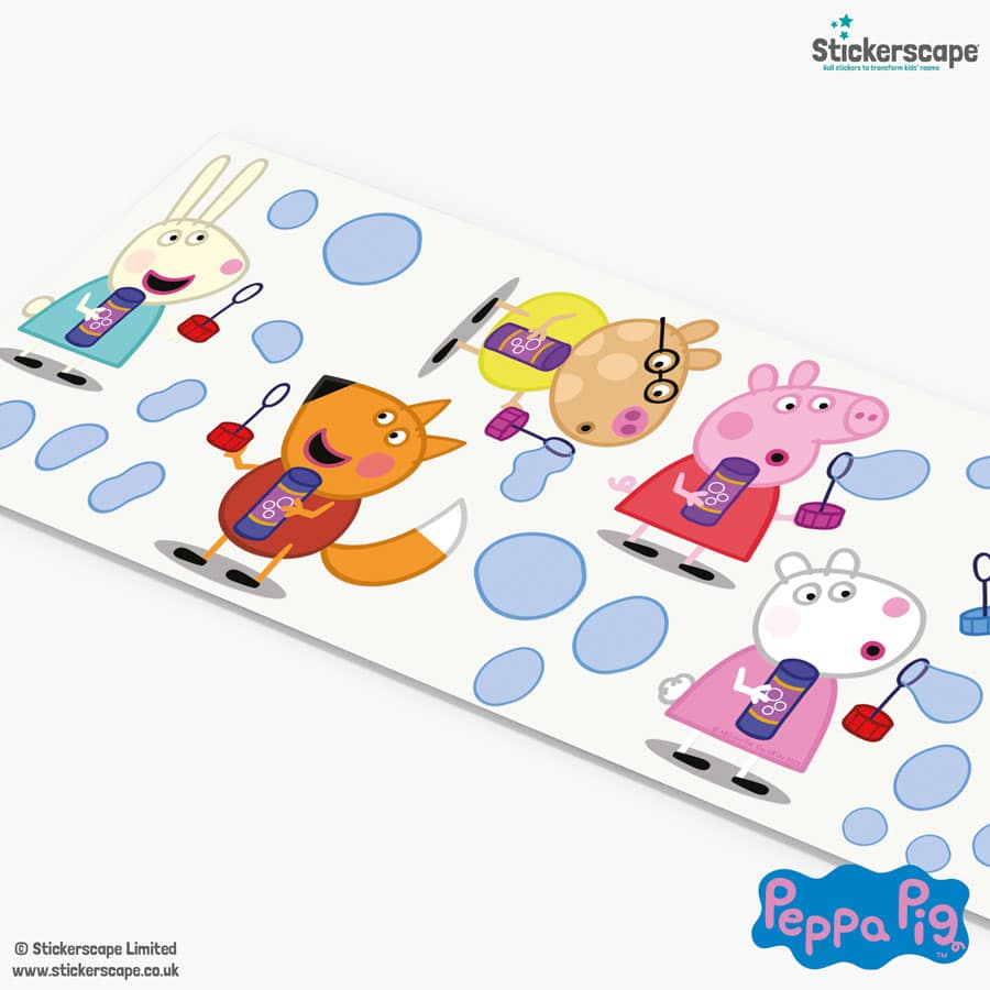 Peppa and Friends Blowing Bubbles Wall Sticker sheet layout