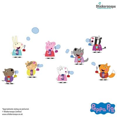 Peppa and Friends Blowing Bubbles Wall Sticker on a white background