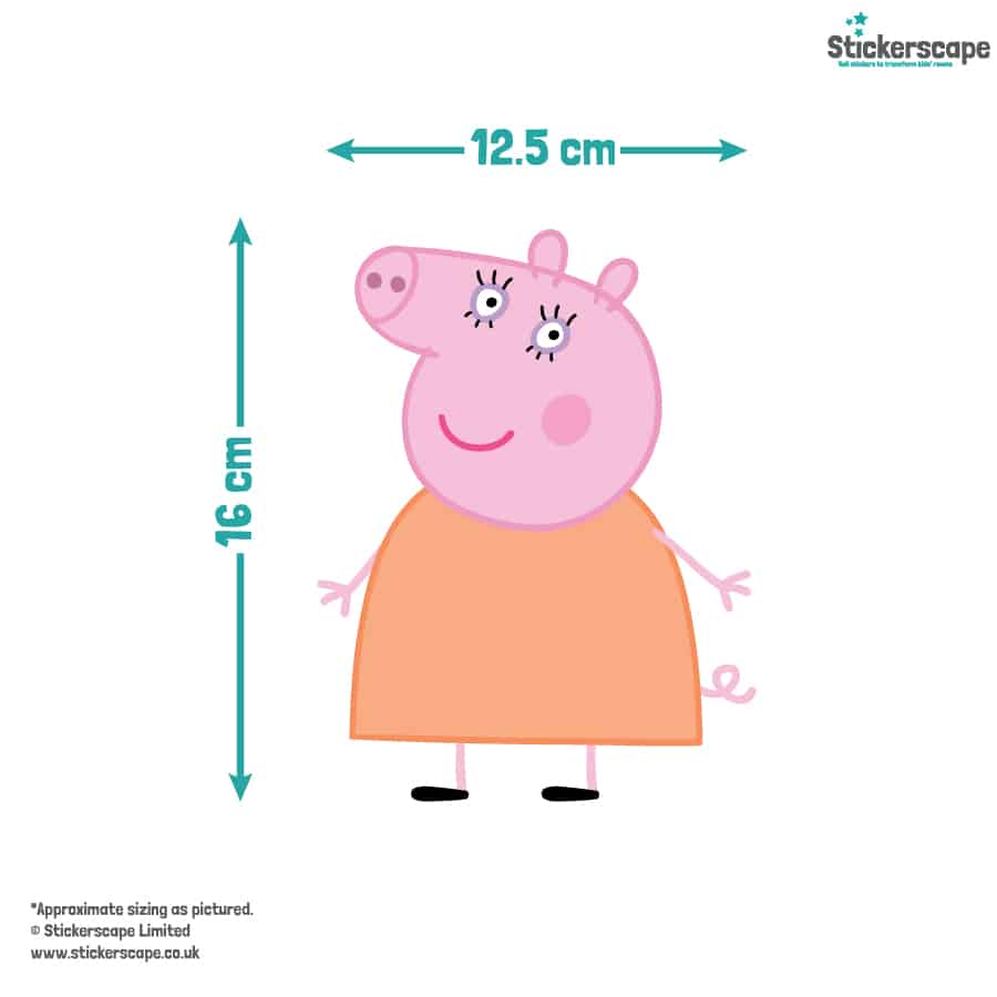 Peppa & Family Window Sticker with dimensions
