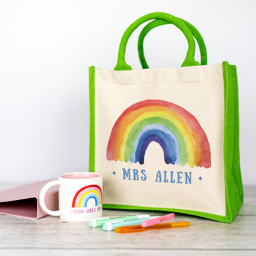 Stickerscape Rainbow Canvas Bag, green bag