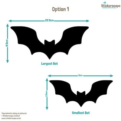 bat window stickers showing sizes of the bats