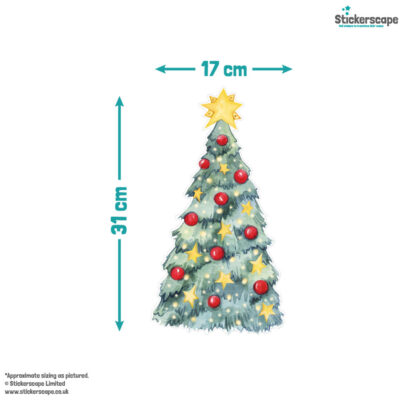 Christmas Tree Window Stickers dimensions