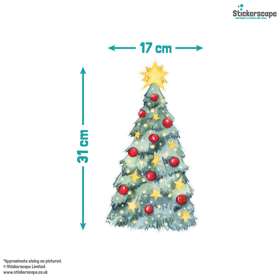 Christmas Tree Window Stickers dimensions