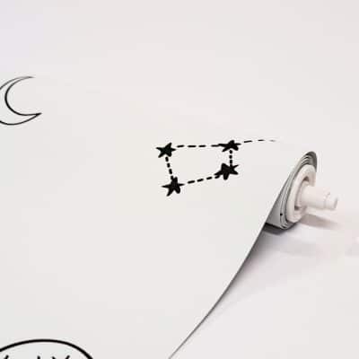 monochrome space roller blind with close-up of idle end mechanism