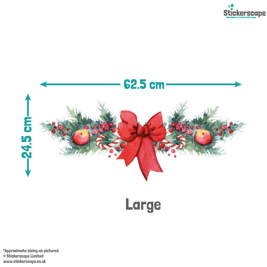 Christmas Garland Window Sticker dimensions