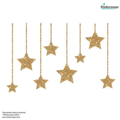 Gold Stars on Strings Window Stickers | Christmas Window Stickers