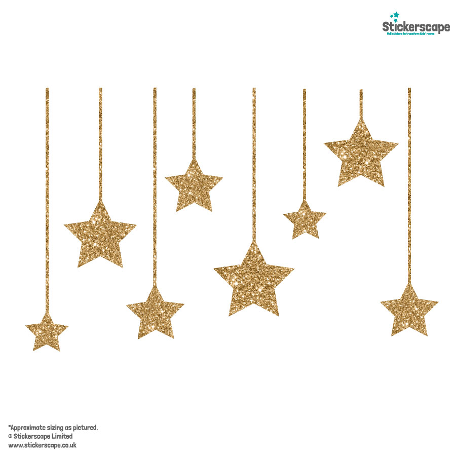 Gold Stars on Strings Window Stickers | Christmas Window Stickers