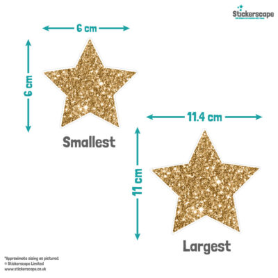 Gold Stars on Strings Window Stickers | Christmas Window Stickers dimensions