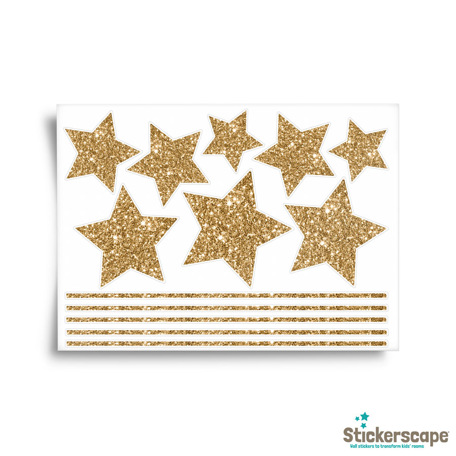 Gold Stars on Strings Window Stickers | Christmas Window Stickers
