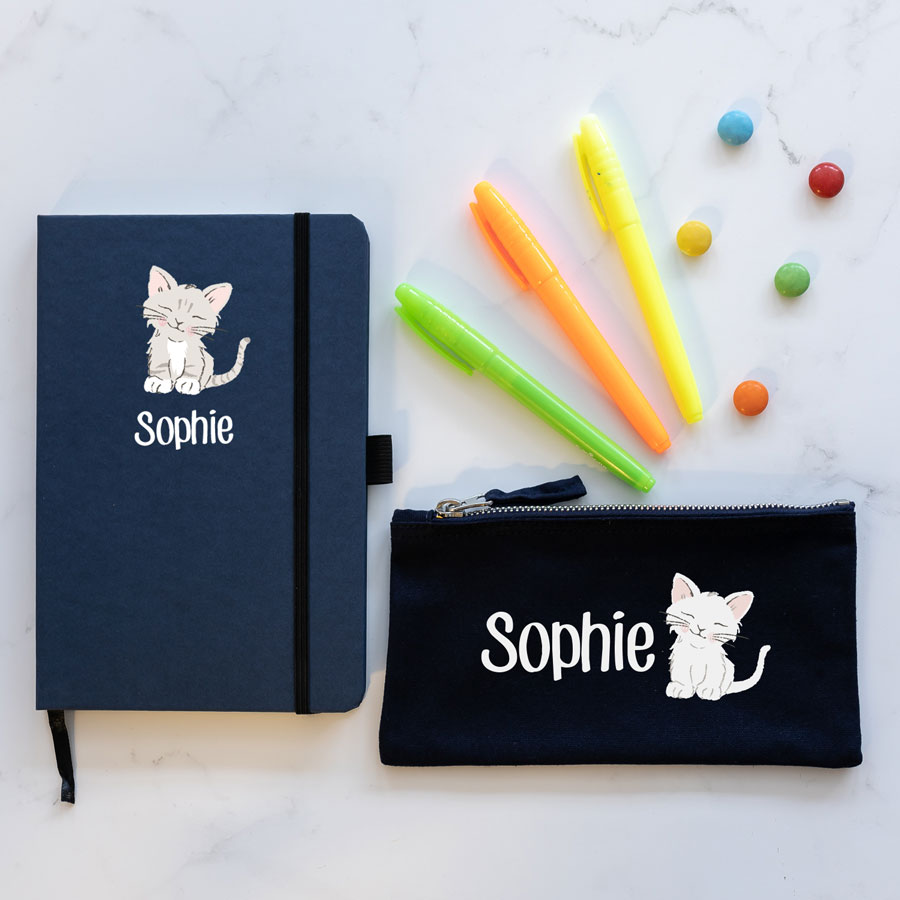 Cat Notebook and Pencil Case Bundle | Back To School | Stickerscape