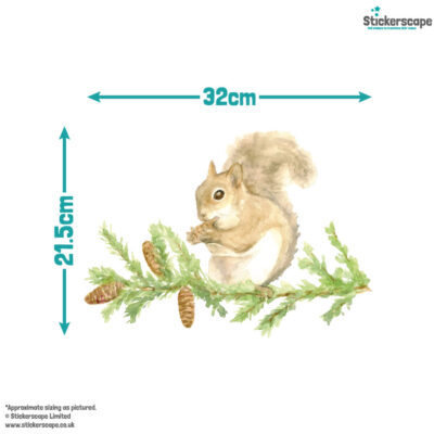 Winter Squirrel Window Sticker | Christmas Window Stickers dimensions