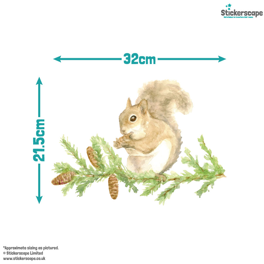 Winter Squirrel Window Sticker | Christmas Window Stickers dimensions