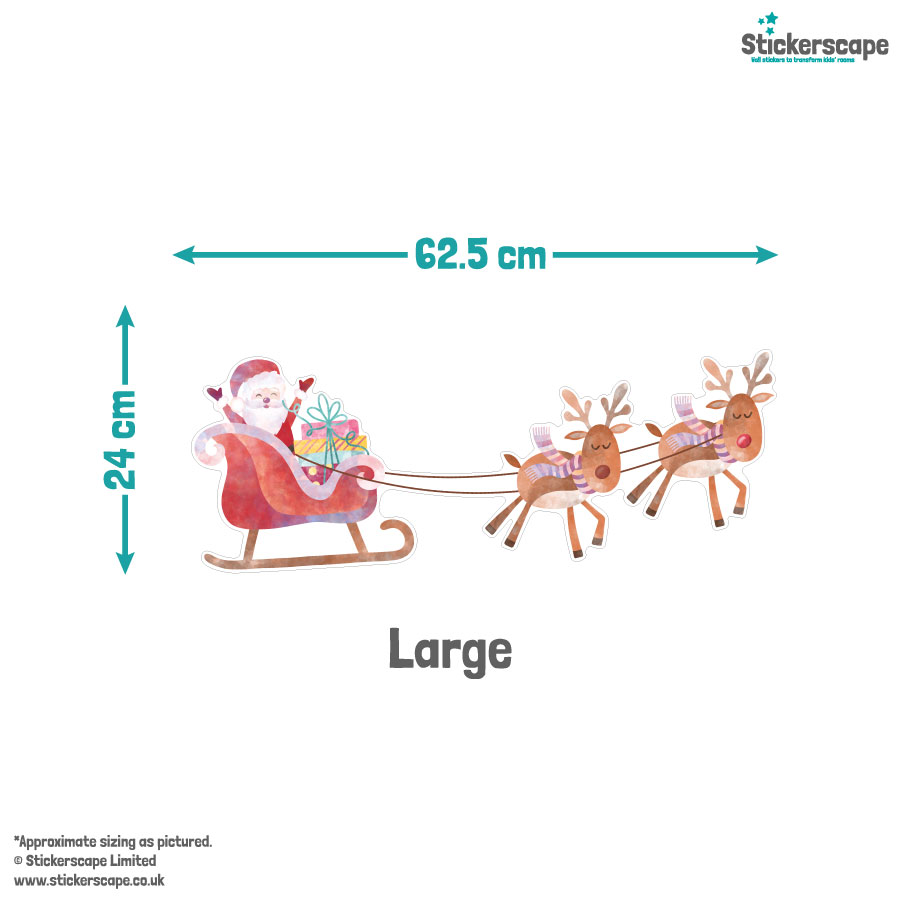 North Pole Christmas Window Stickers (Large size) with size illustration