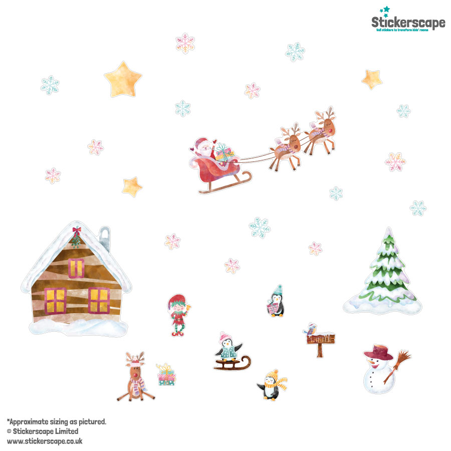 North Pole Christmas Window Stickers on a white background