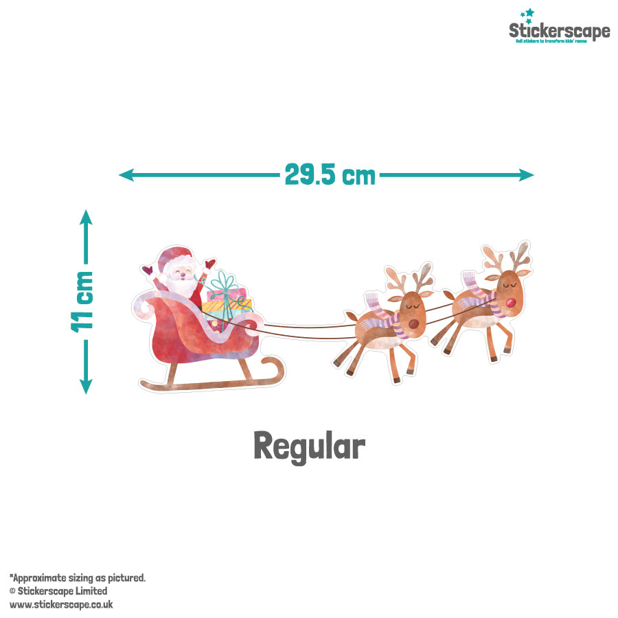 North Pole Christmas Window Stickers (Regular size) with size illustration