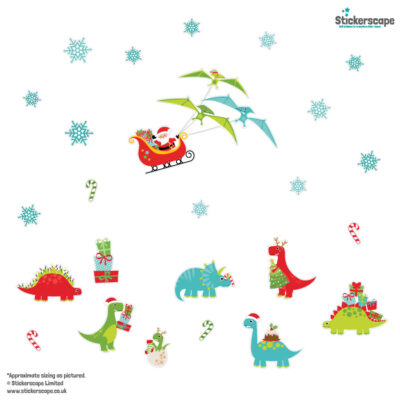 Christmas Dinosaur Window Stickers | Christmas Window Stickers