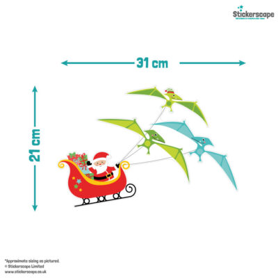 Christmas Dinosaur Window Stickers | Christmas Window Stickers dimensions