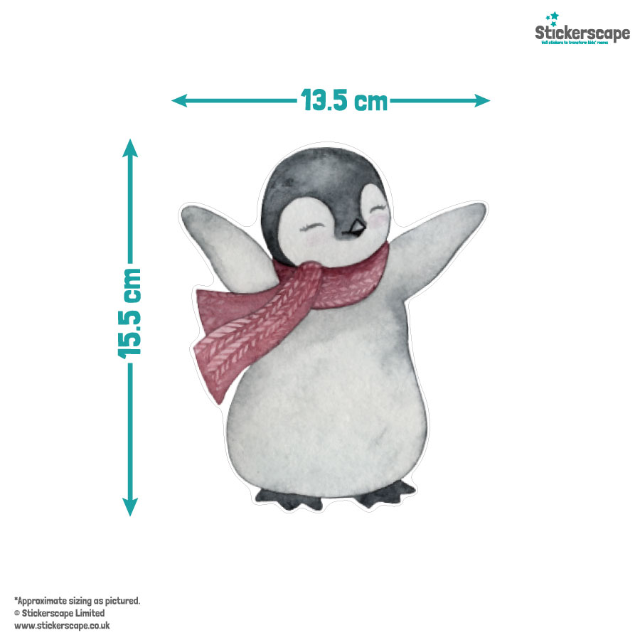 Watercolour Penguin Window Sticker | Christmas Window Stickers dimensions