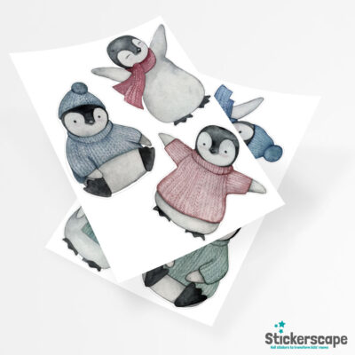 Watercolour Penguin Window Sticker | Christmas Window Stickers sheet layout