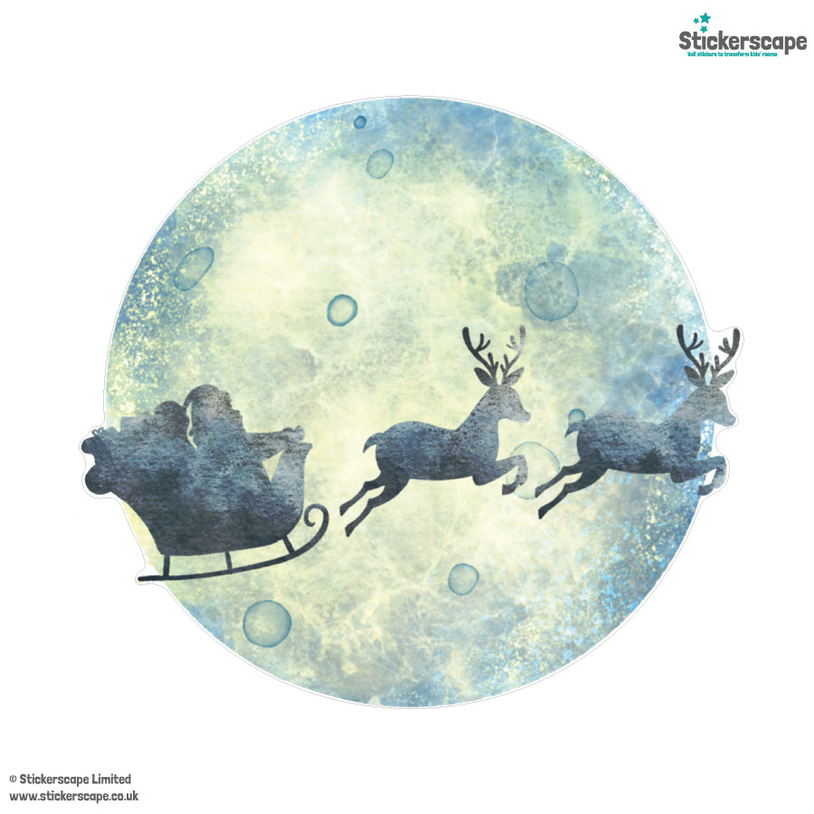 Santa Sleigh and Moon Window Sticker | Christmas Window Stickers