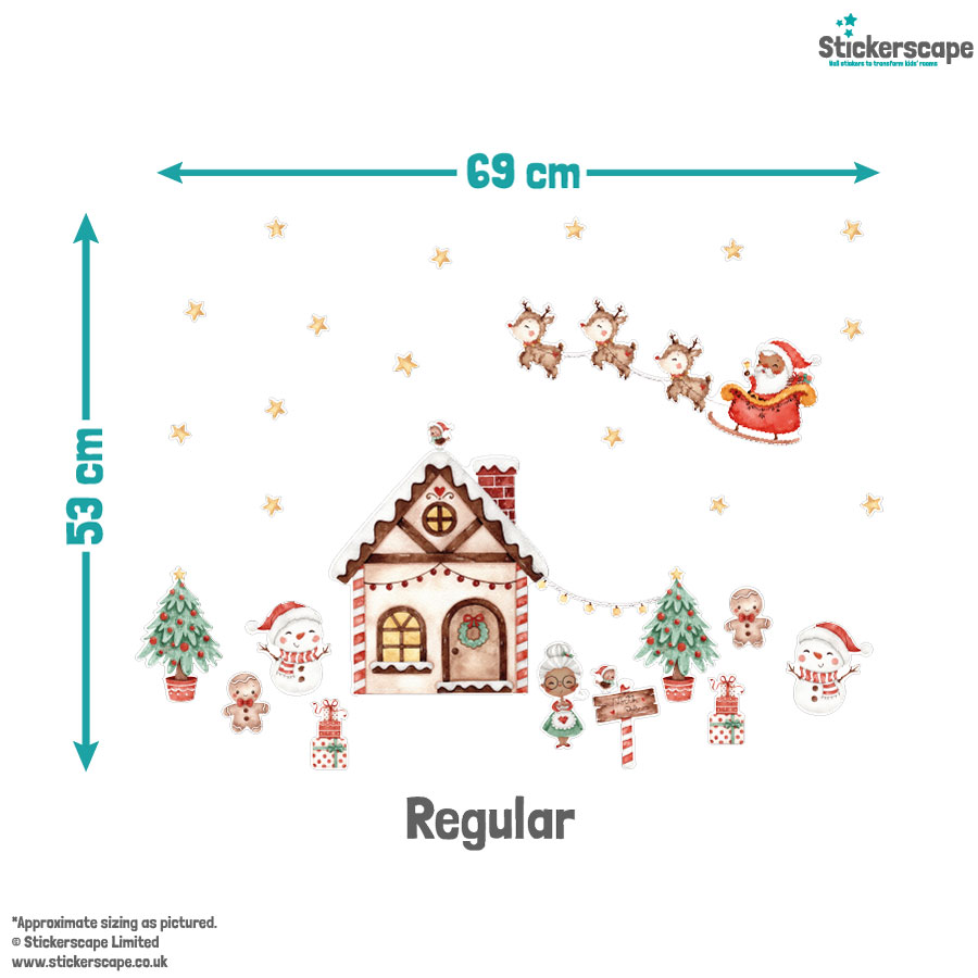 Santa's Home Window Stickers | Christmas Window Stickers dimensions