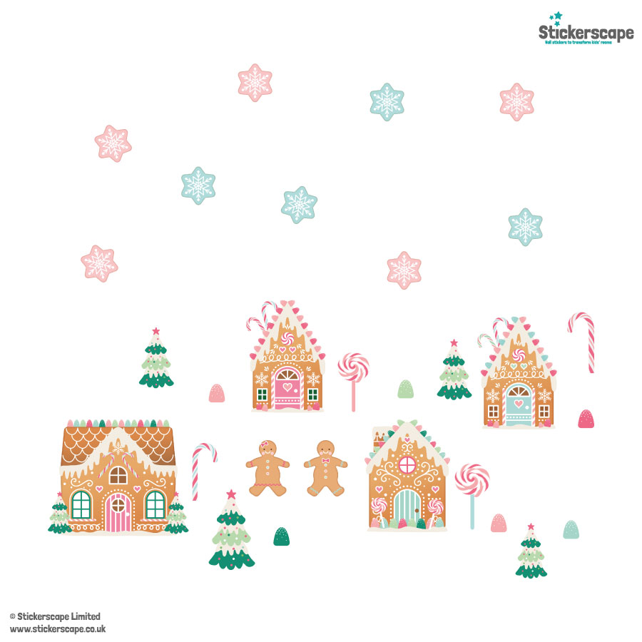 Gingerbread Village Window Stickers | Christmas Window Stickers