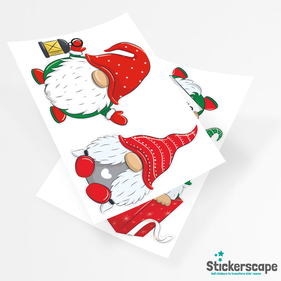 Christmas Gnome Window Stickers | Christmas Window Stickers sheet layout