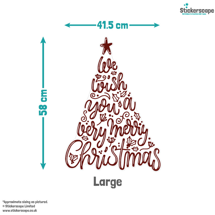 Merry Christmas Tree Window Sticker | Christmas Window Sticker dimensions
