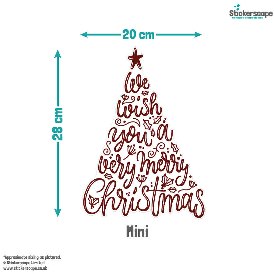 Merry Christmas Tree Window Sticker | Christmas Window Sticker dimensions