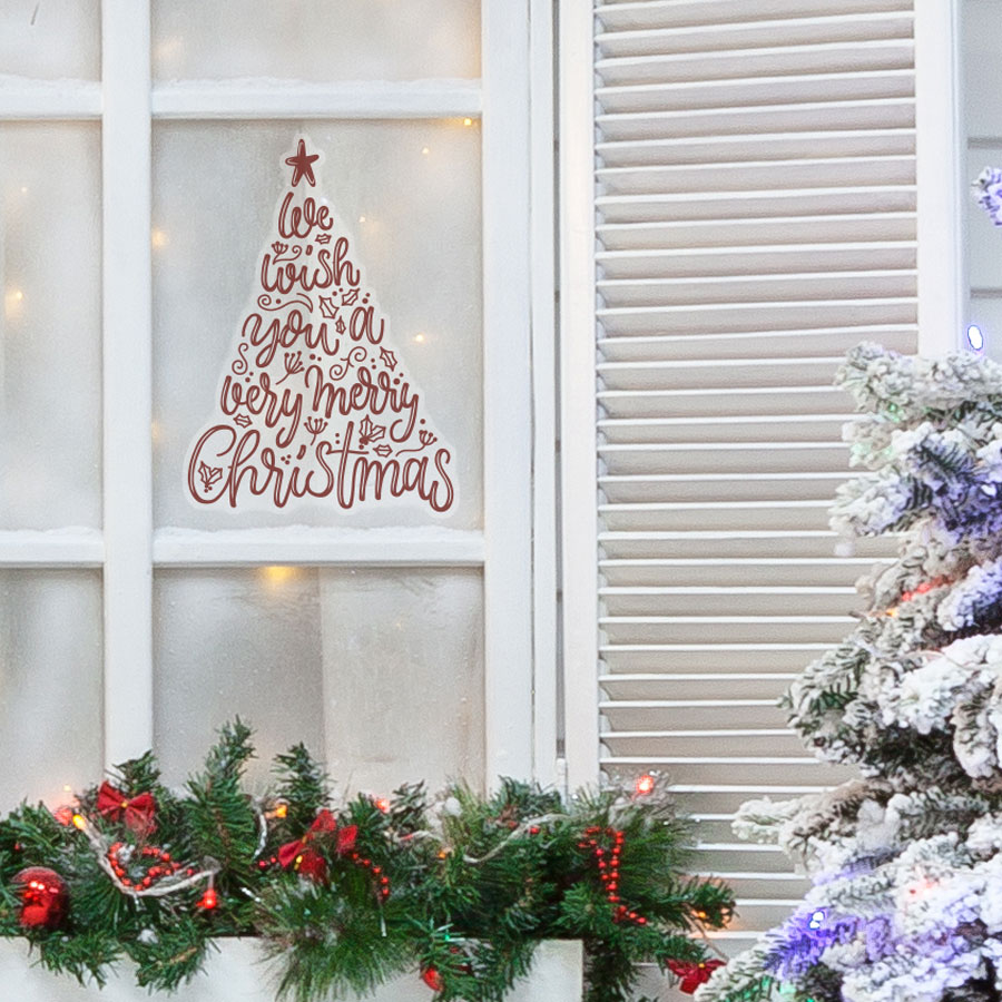 Merry Christmas Tree Window Sticker on window