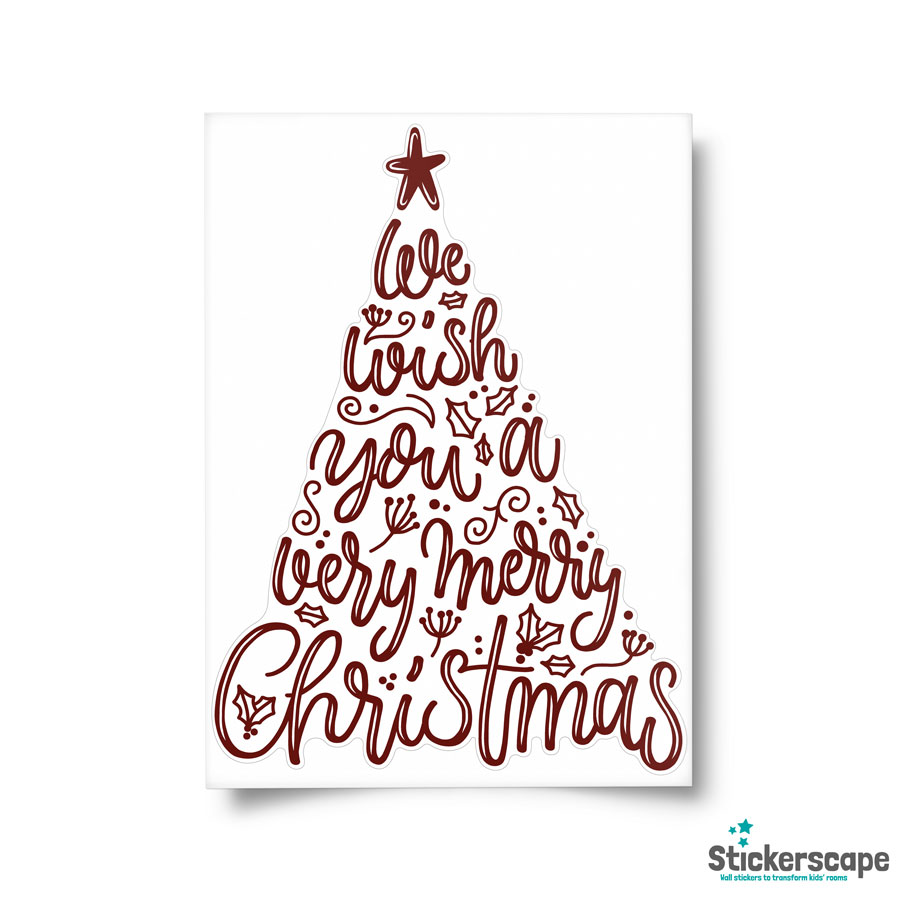Merry Christmas Tree Window Sticker | Christmas Window Sticker sheet layout