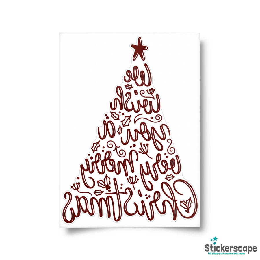 Merry Christmas Tree Window Sticker | Christmas Window Sticker sheet layout