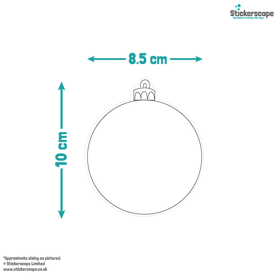 Colour in Bauble Window Stickers | Christmas Window Stickers dimensions