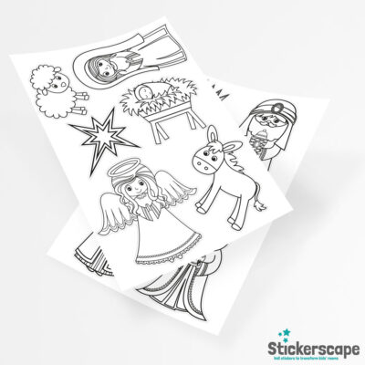 Colour in Nativity Window Stickers | Christmas Window Stickers sheet layout