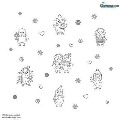 Colour in Penguin Window Stickers | Christmas Window Stickers