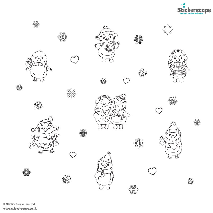 Colour in Penguin Window Stickers | Christmas Window Stickers
