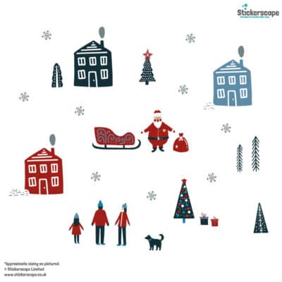 scandi christmas window stickers on a white background