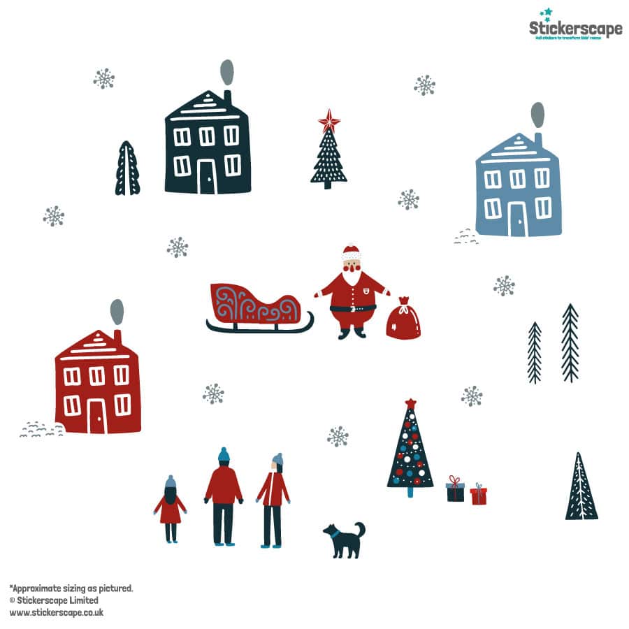 scandi christmas window stickers on a white background
